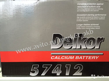 Аккумулятор автомобильный Delkor 57412 74 а/ч