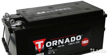 Аккумулятор автомобильный Tornado 190 А/ч 1300 А