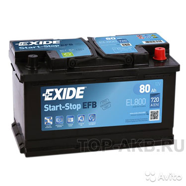 Аккумулятор Exide EFB 80R Start-Stop (720А 315x175