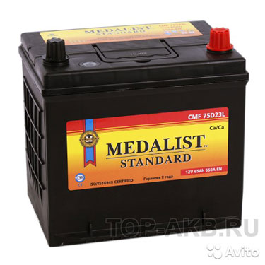 Аккумулятор Medalist Standard 75D23L (65R 550A 225