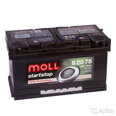 Аккумулятор Moll EFB Start-Stop 75R (низкий) обр