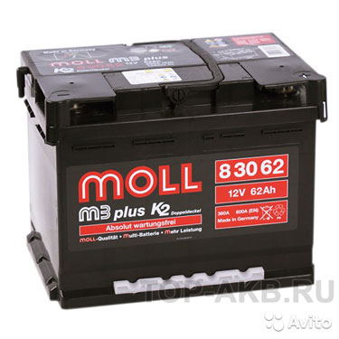 Аккумулятор Moll M3plus 62R 600A 242x175x190 62А/ч