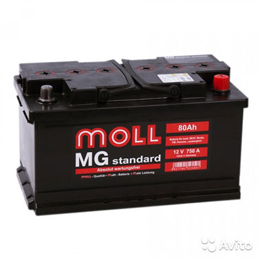 Аккумулятор Moll MG 80RS (низкий) обр. пол. 80 А/ч