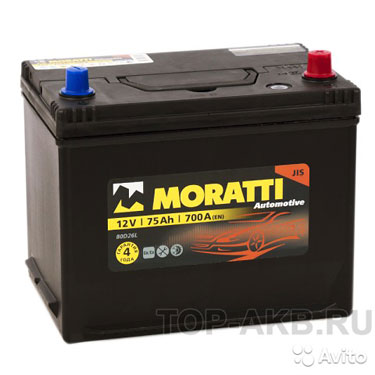 Аккумулятор Moratti Asia 75R 700А 261x175x220 D26L