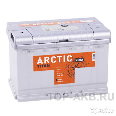 Аккумулятор Titan Arctic 75L 750A 278x175x190 75А