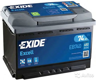 Автомобильный аккумулятор Exide Excell 74 А.ч EB74