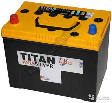 Автомобильный аккумулятор titan Asia 77 А/ч Прямая
